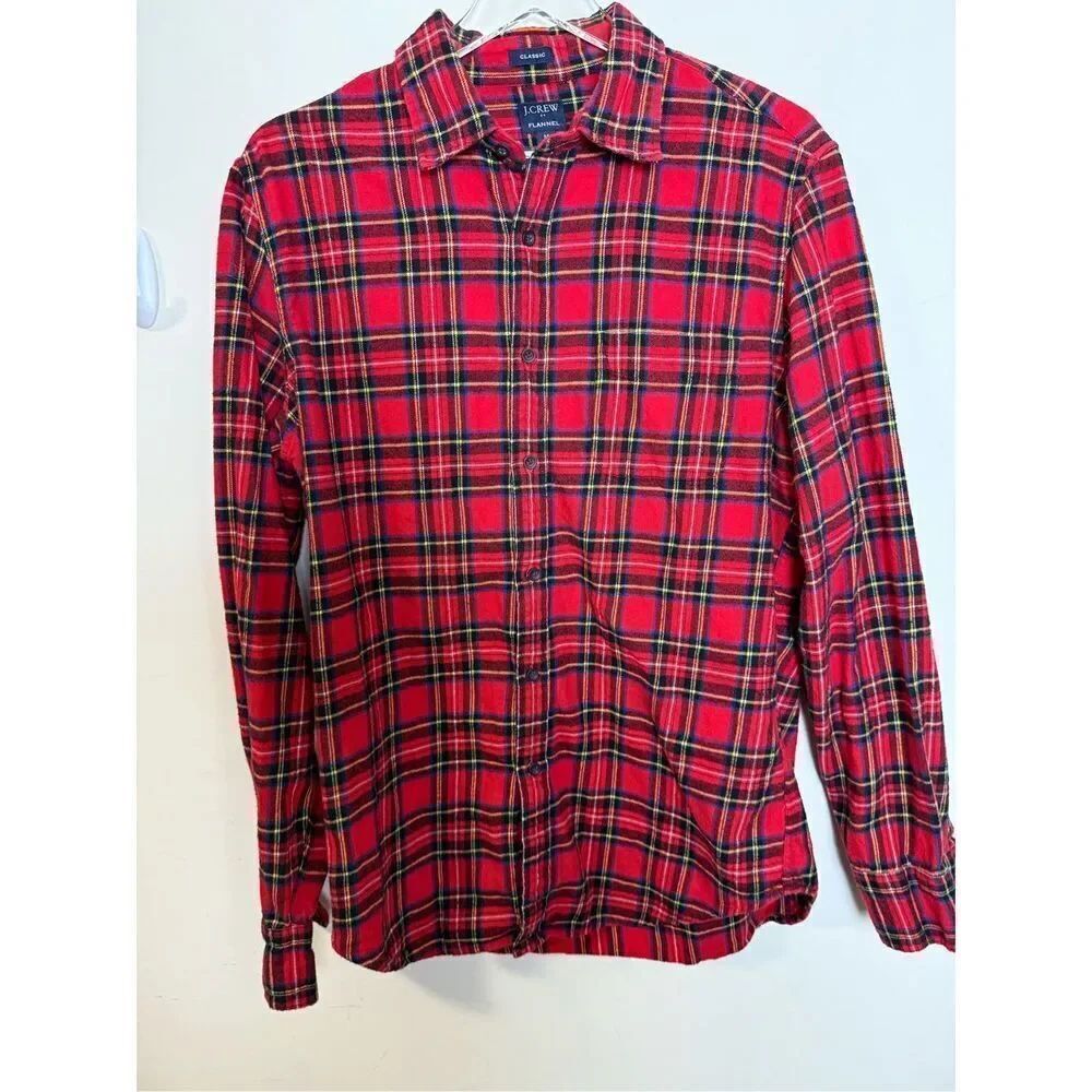 JCrew BU178 Classic Scotch Plaid Flannel Mens Shirt Medium